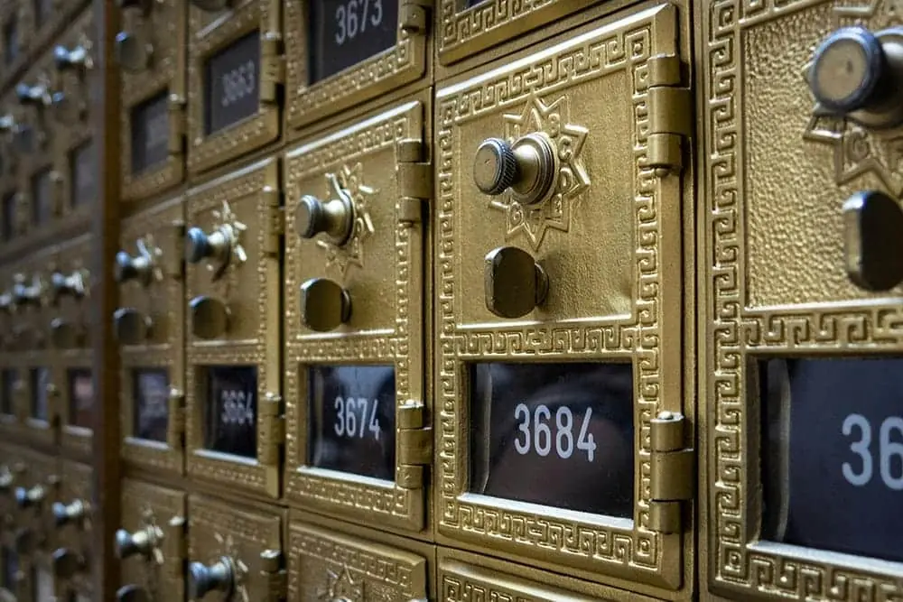 Gold post boxes with numbers