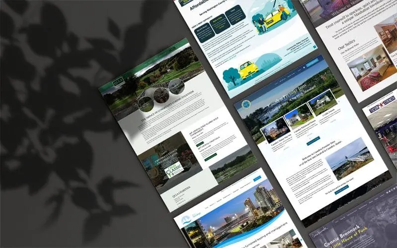 Collage of client website designs created by ONNA Web Design