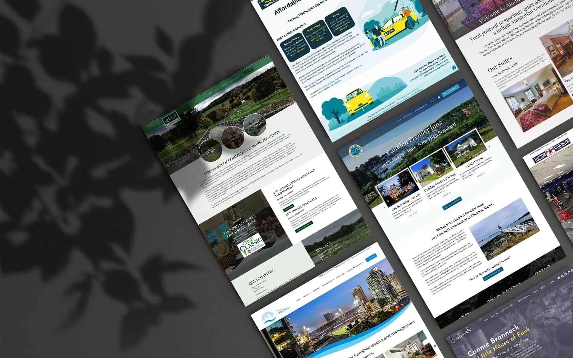 Collage of client website designs created by ONNA Web Design