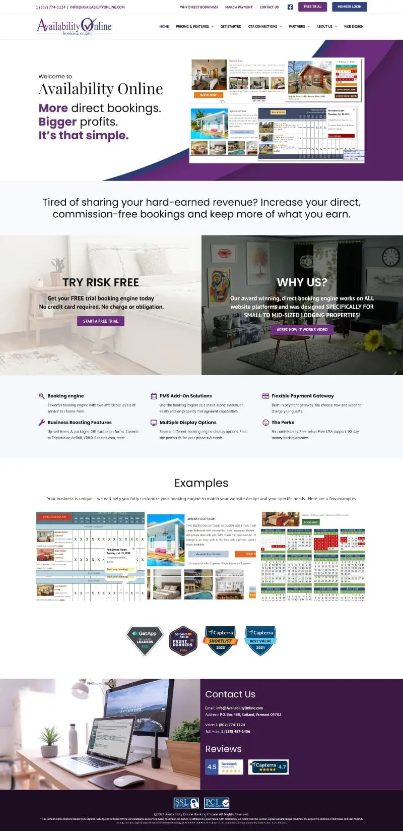 Screenshot of Availability Online's new website