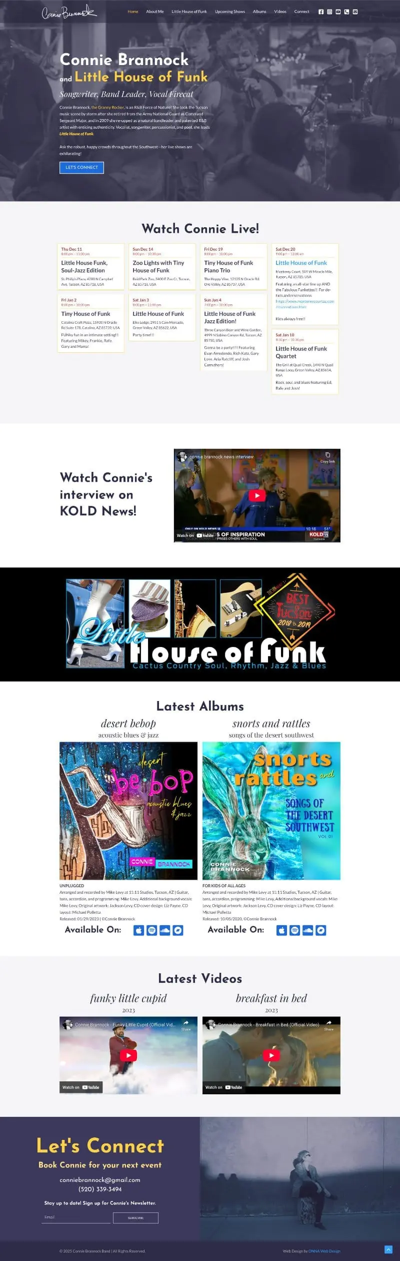 Screenshot of Connie Brannock Band Website
