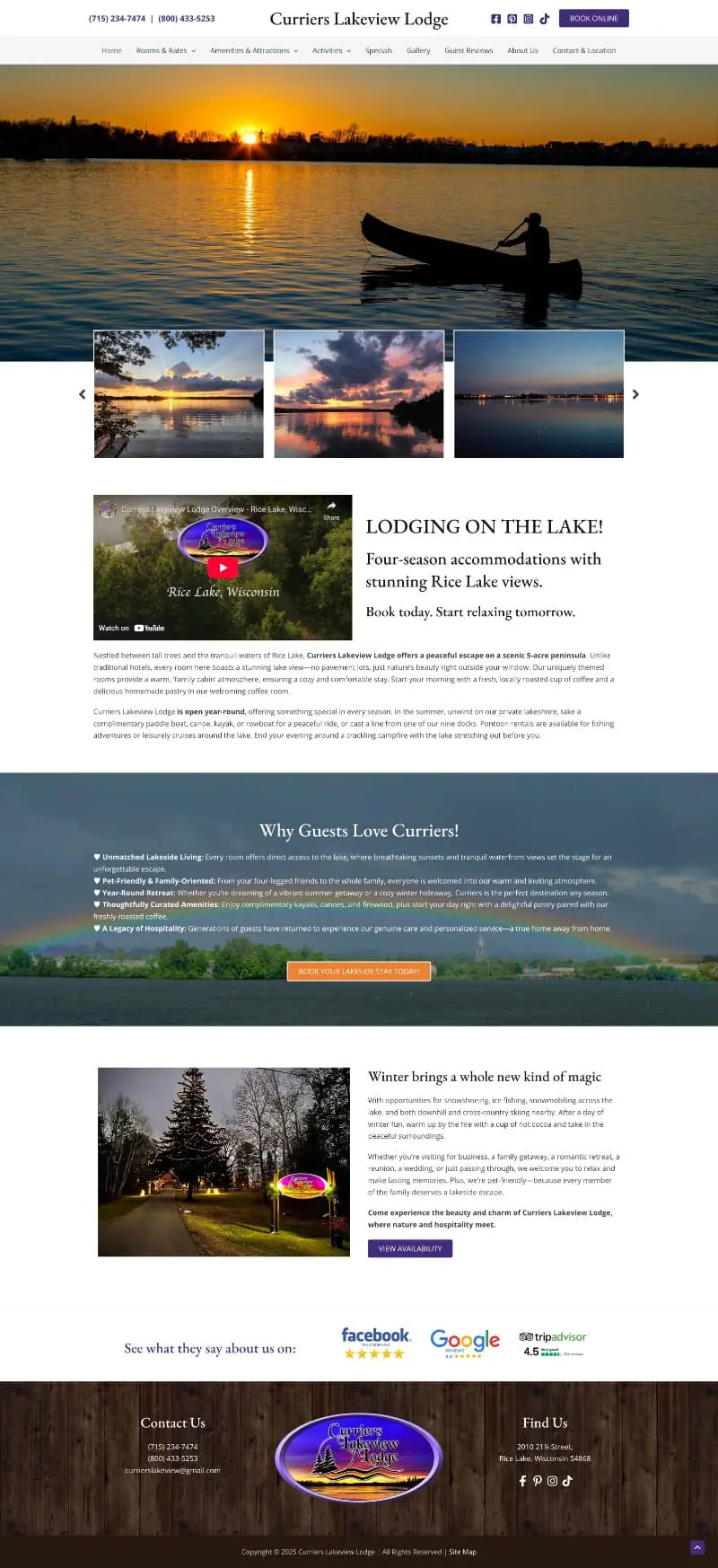 Screenshot of Curriers Lakeview Lodge