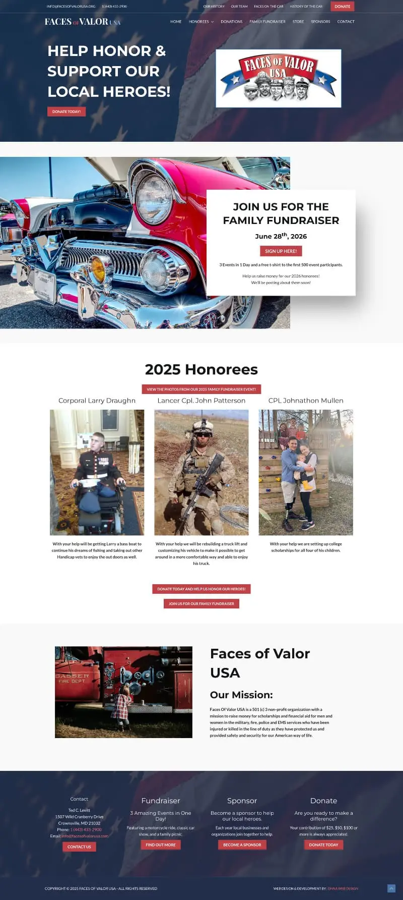 Screenshot of Faces of Valor USA Website