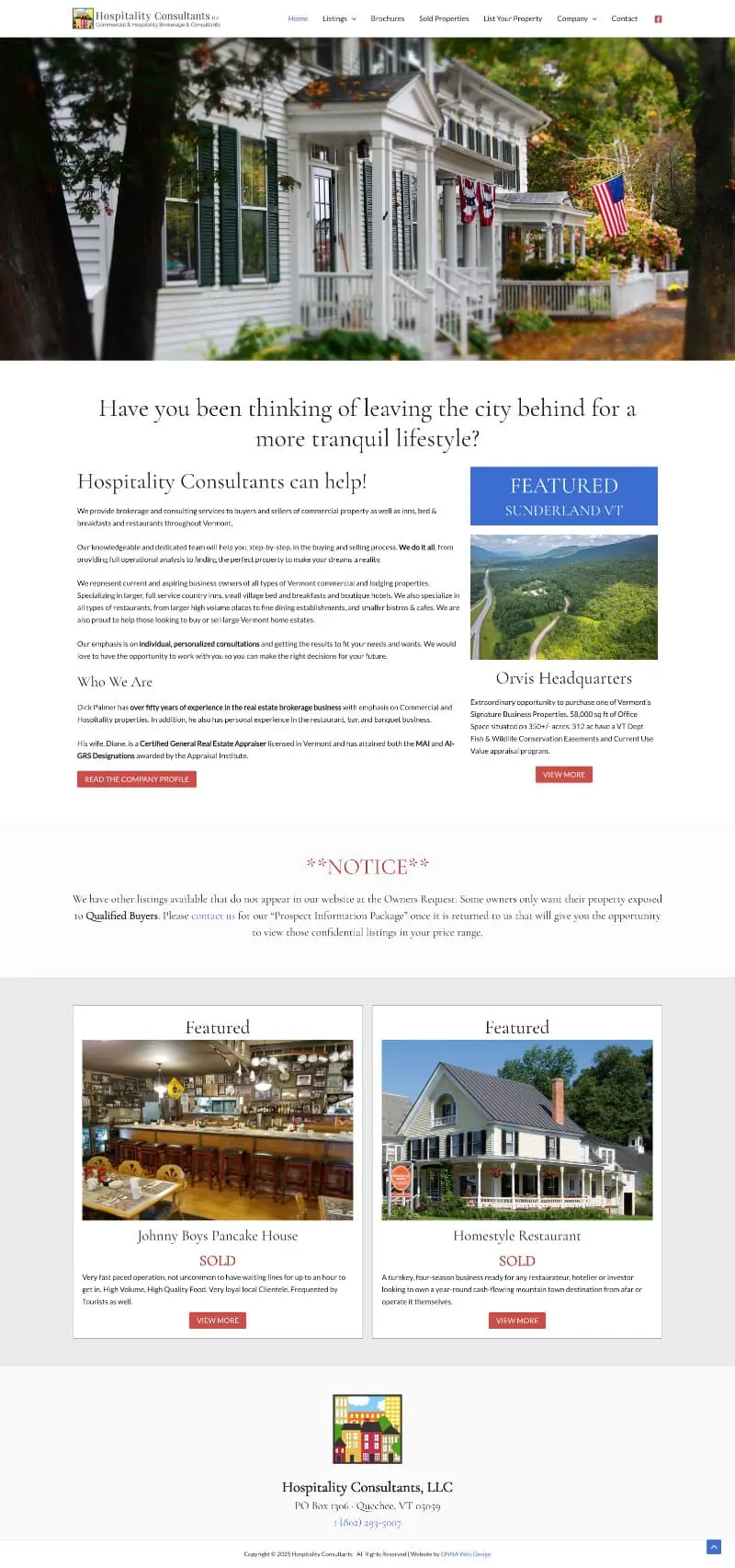 Screenshot of Hospitality Consultants Website