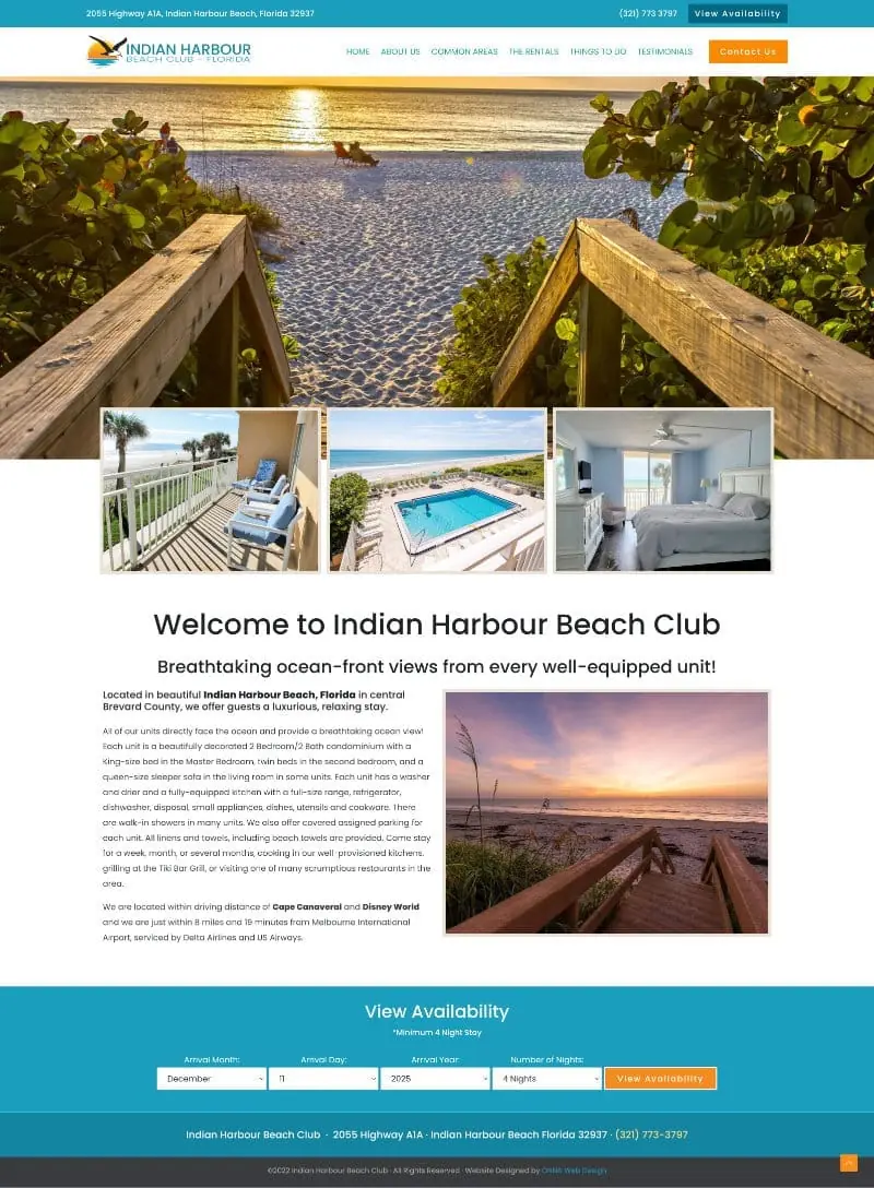Screenshot of Indian Harbour Beach Club Website