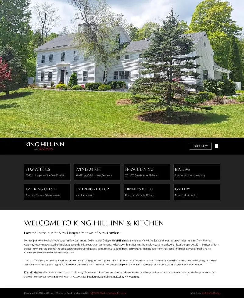Screenshot of King Hill Inn Website