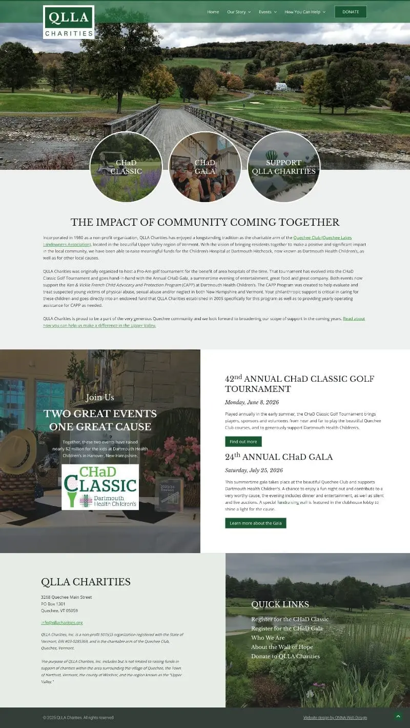 Screenshot of QLLA Charities Website