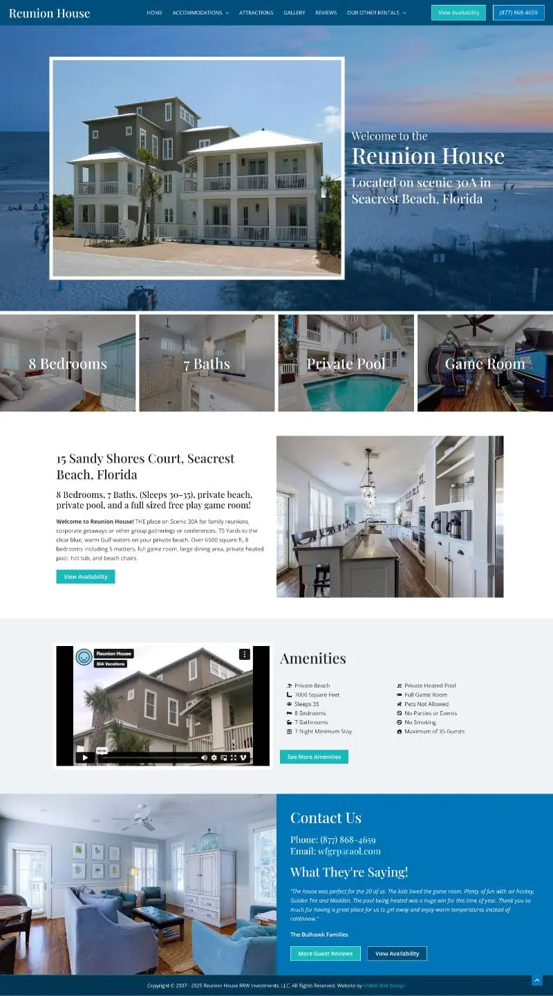 Screenshot of Reunion House Website