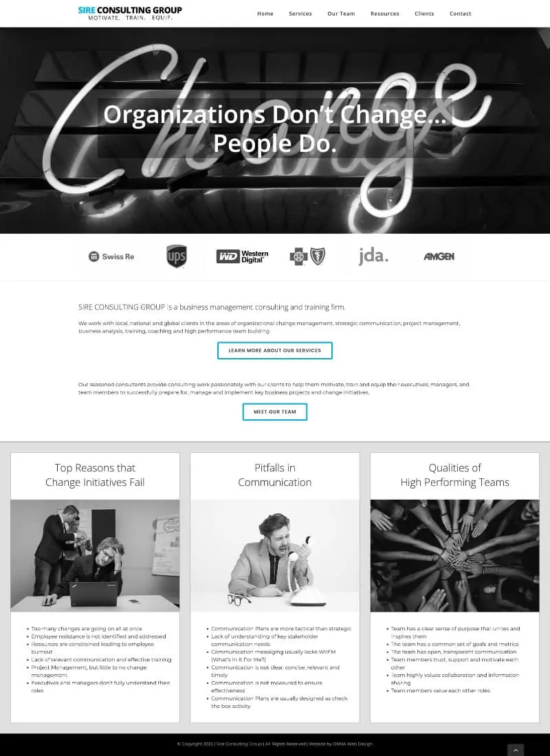 Screenshot of Sire Consulting Group Website