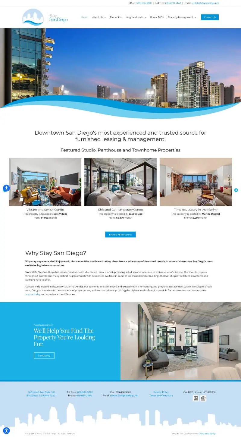 Screenshot of Stay San Diego Website