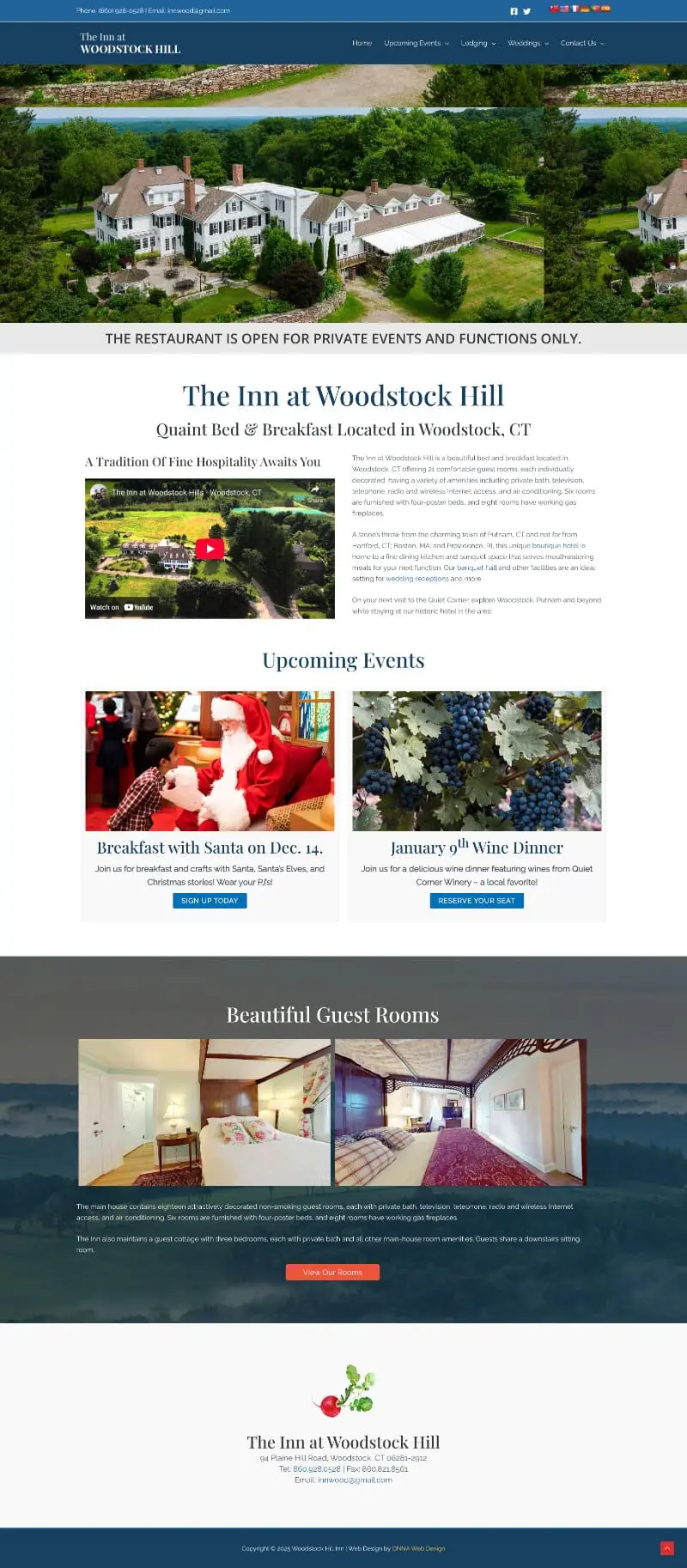 Screenshot of The Inn at Woodstock Hill website