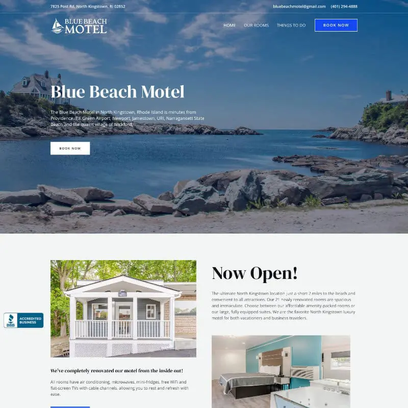 Screenshot of Blue Beach Motel website