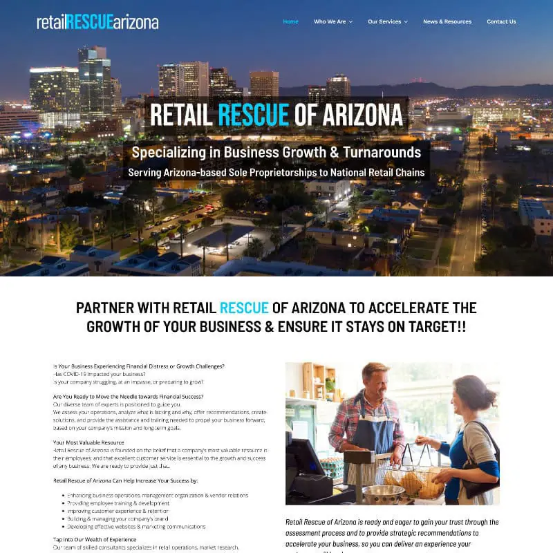 Screenshot of Retail Rescue Arizona website