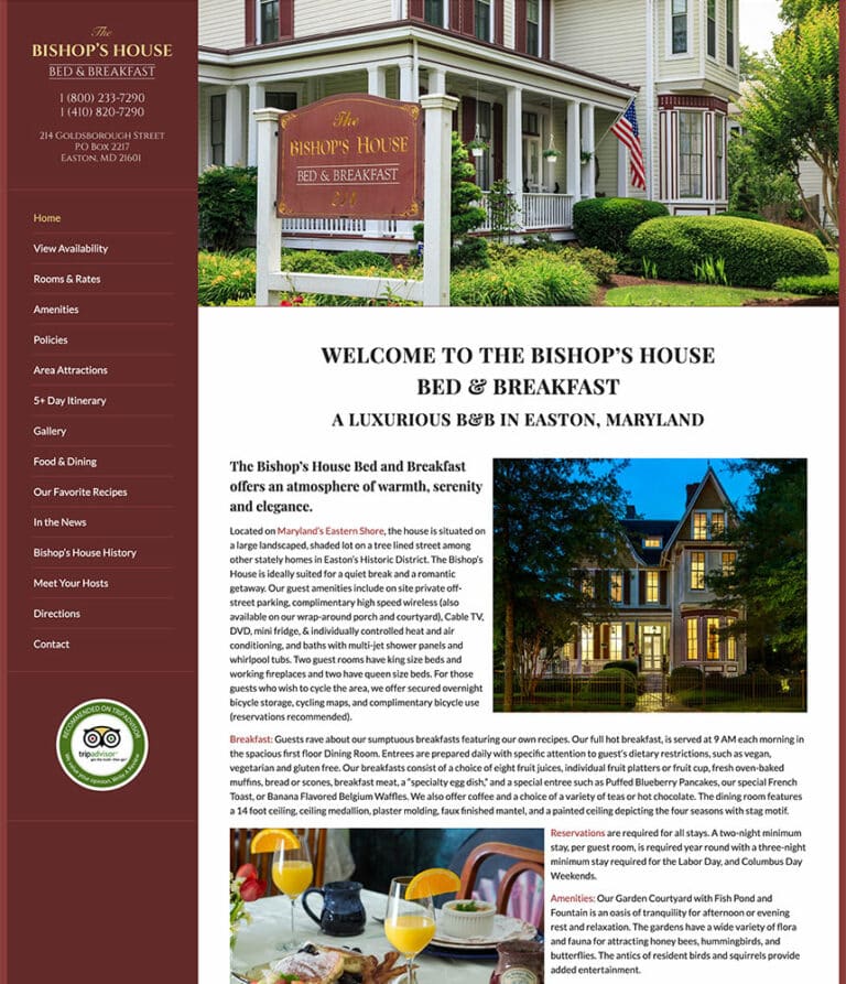 Screenshot of BishopsHouse.com.