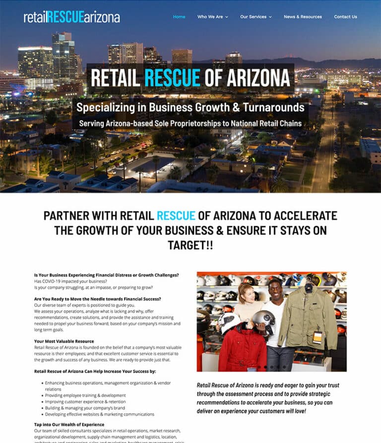 Screenshot of Retail Rescue of Arizona.