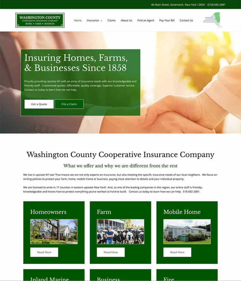 Screenshot of WCCIC, an insurance company.
