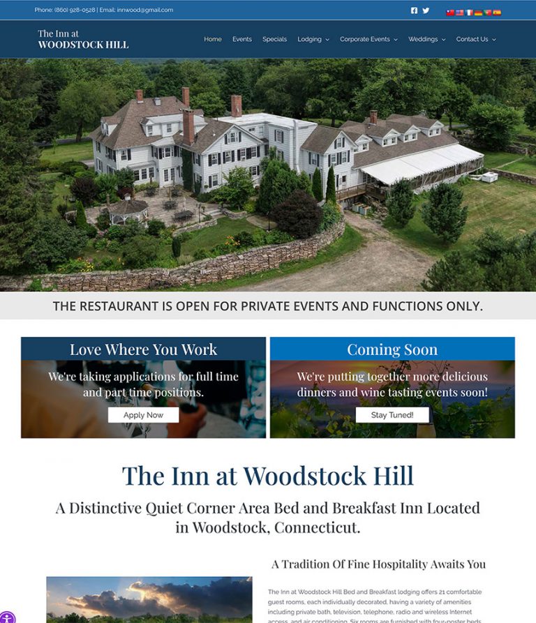 Screenshot of The Inn at Woodstock Hill.