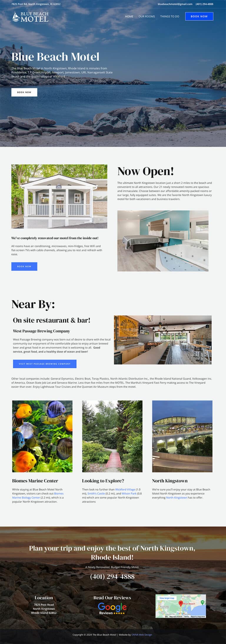 Screenshot of Blue Beach Motel's new website