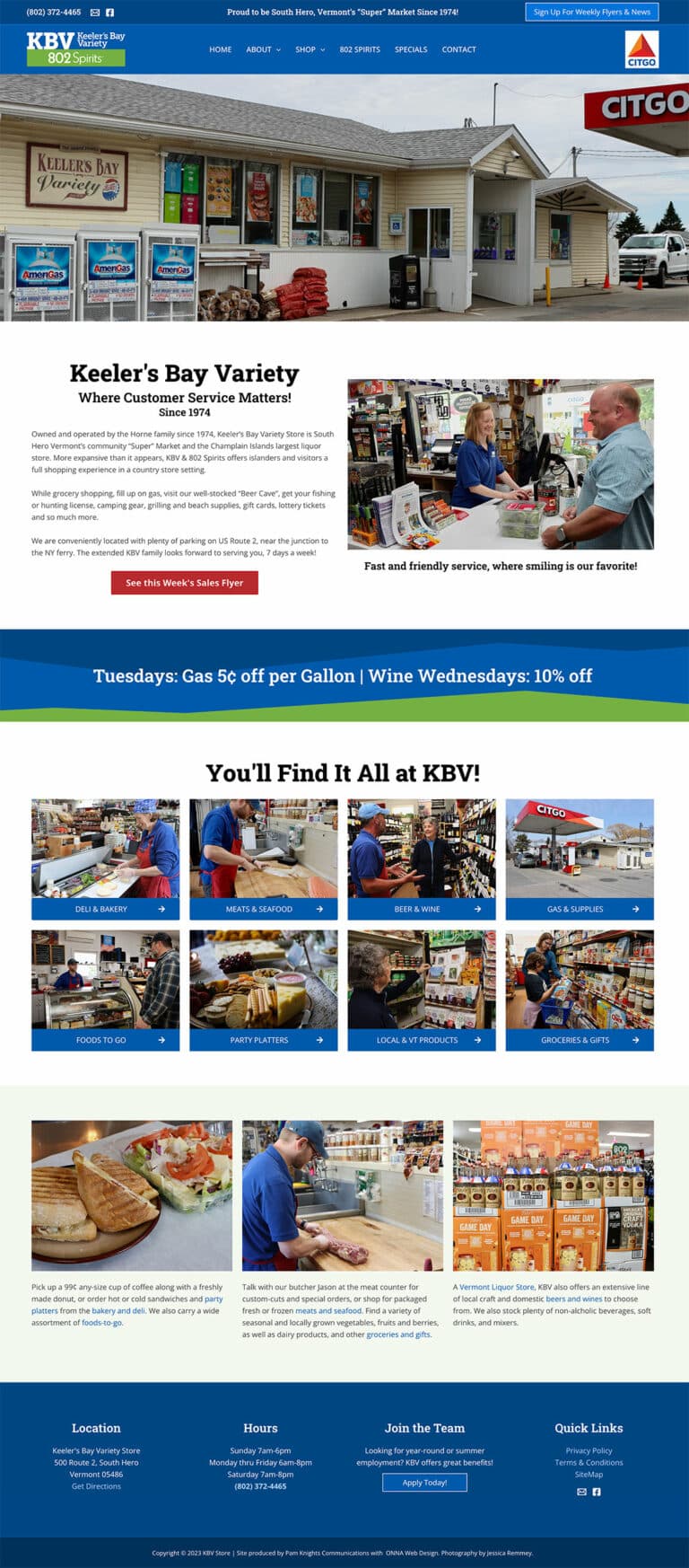 Screenshot of Keeler's Bay Variety Store's website design