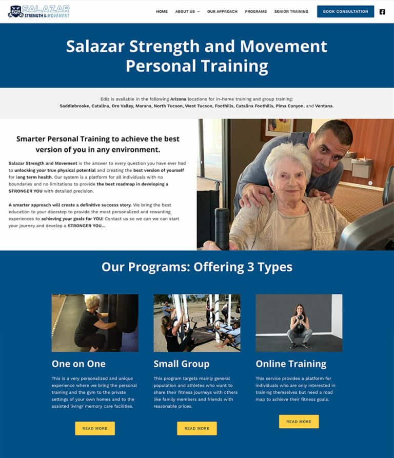Screenshot of Salazar Strength and Movement website