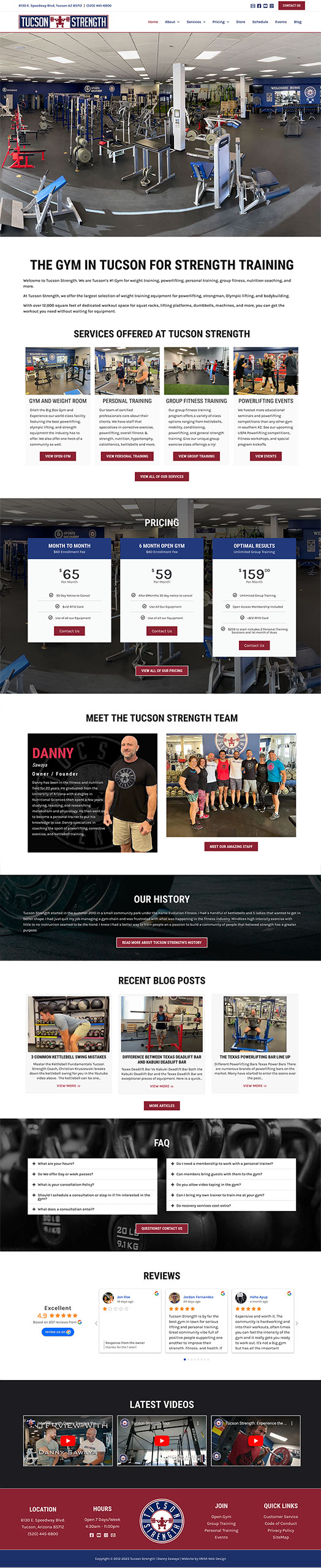 Screenshot of Tucson Strength's website design